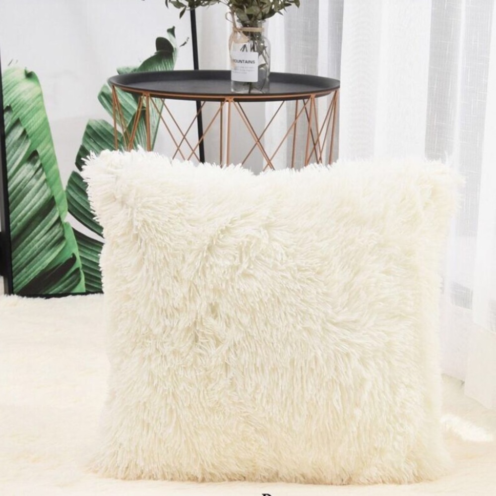 Faux Fur Pillow Cover White